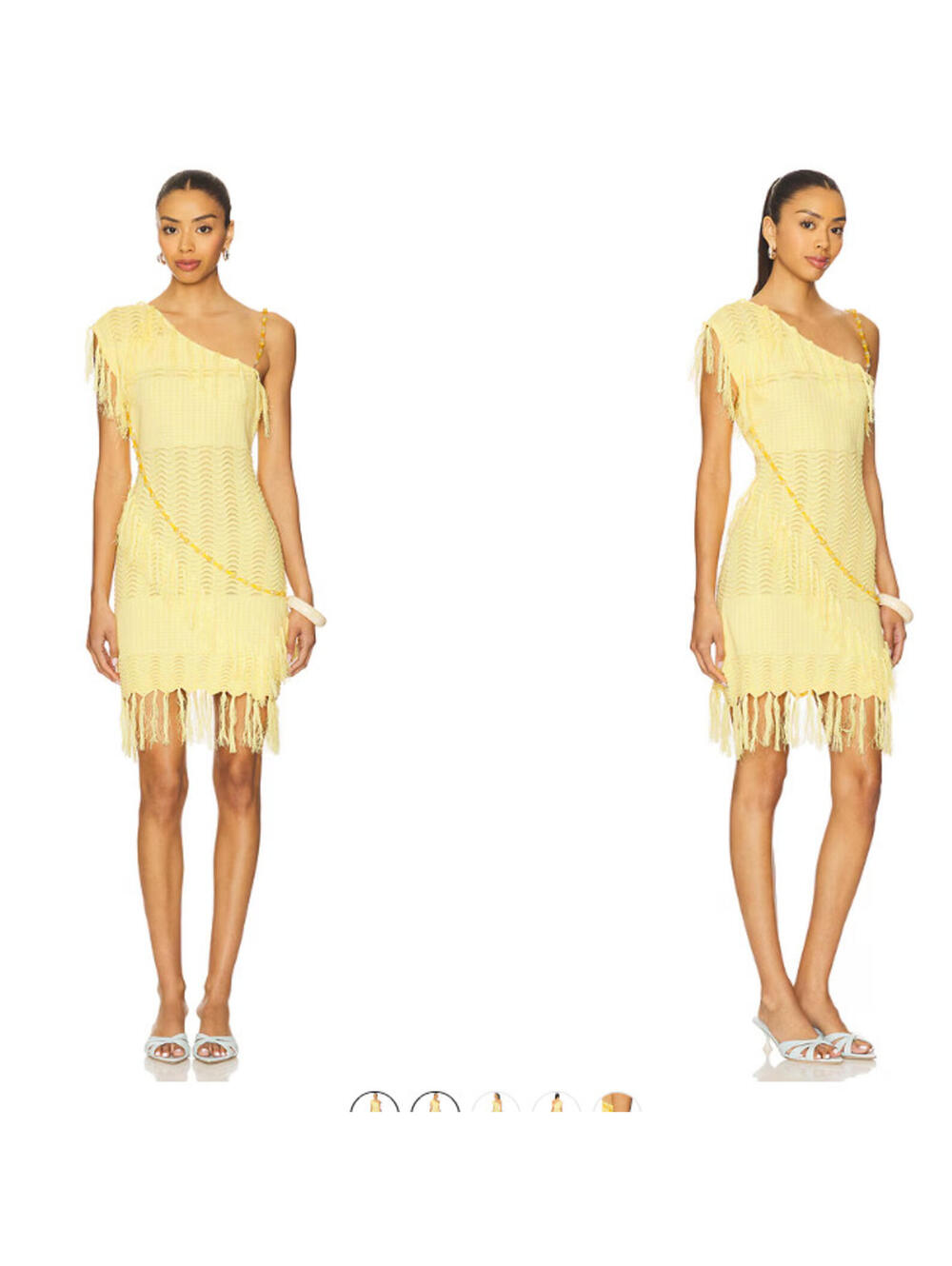 Yellow the Label Fran Beaded Dress knit fabric Fringe details SZ S NWT $298msrp